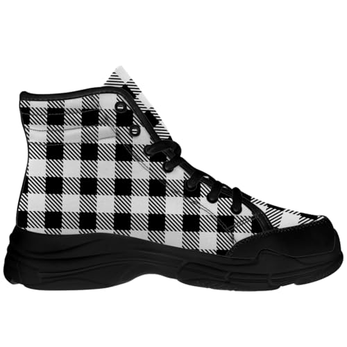 Men's Women's Buffalo Plaid High Top Sneakers,Lace-up Canvas Platform Shoes,Gifts for Her Him4