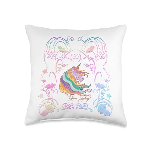 Unicorn Academy Enchanting Graphic Logo Throw Pillow