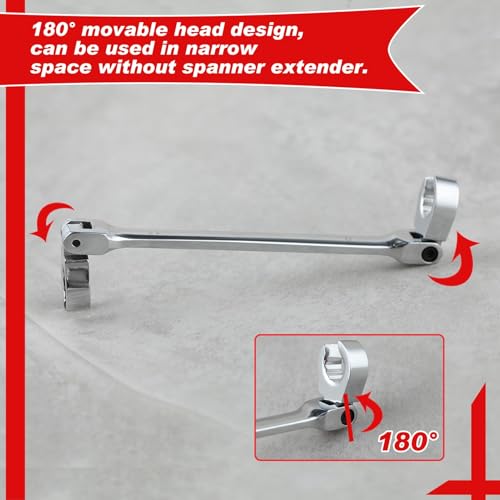 Image of Flex Head Flare Nut Wrench 10 * 12mm Flare Nut Wrench Set Metric Flare Tool Double Flexible Flare Nut Line Wrench Flare Tool Flex Tools 40Cr for Automotive Repairs Plumbing Repairs