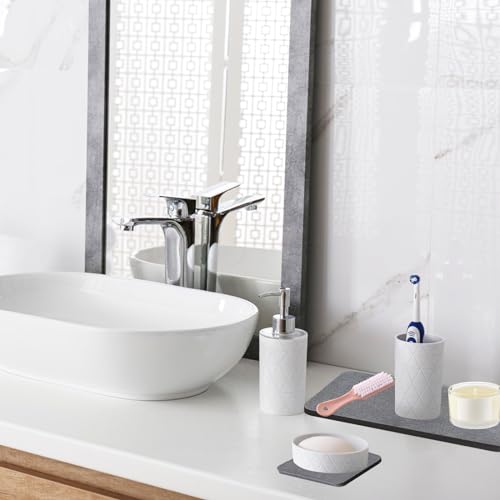 4 Stück Wasserabsorbierendes Steintablett für Spüle, Kieselgur Untersetzer, Sofort Schnell Trockenmatte für die Küchentheke, rutschfeste Diatomit Mundwasserbecher-Untersetzer für Schwämme, Bürsten 4