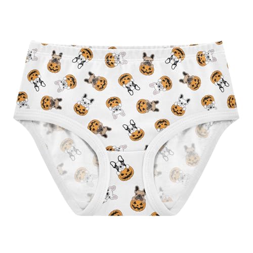 Little Girl Underwear Toddler Panties Kids Undies Halloween French Bulldogs Pumpkin Soft Cotton Briefs 2T-8Y