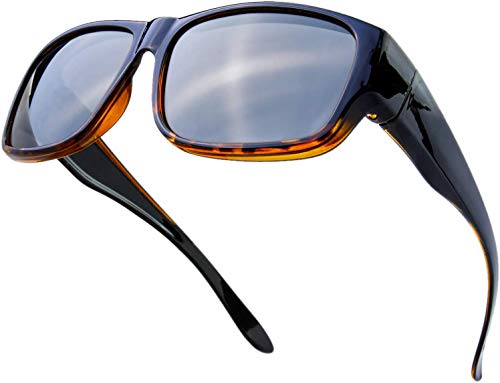 Image of The Fresh High Definition Polarized Wrap Around Shield Sunglasses for Glasses - Leather Eyeglasses Case
