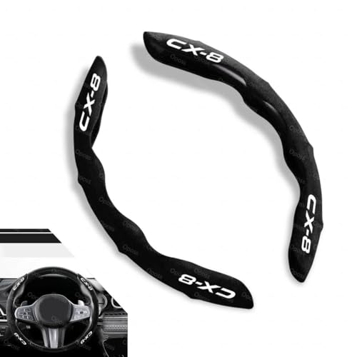 マツダ CX-8 ハンドルカバー 車用 ステアリングカバー ション 夏 汗の吸収 アンチスリップ ハンドル 保護カバー CX-8 KG系 超薄型 ホイールカバー グリップ カスタム 内装パーツ アクセサリー 2ピースセット 取付簡単(ブラック)