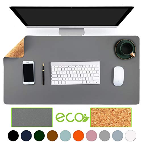 Aothia Eco-Friendly Natural Cork & Leather Double-Sided Office Desk Mat Mouse Pad Smooth