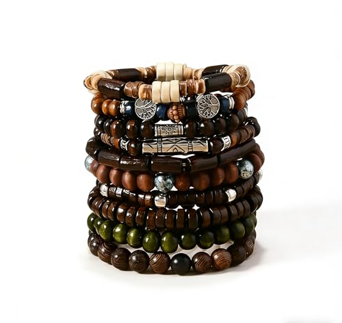 Set de 10 pulseras ajustables para hombre