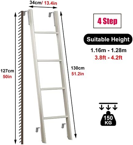 Heavy Duty Bunk Bed Ladder - Twin Loft Bed Replacement Ladder, Easy to Assemble Hook-on Design for RV, Dorm, Trailer - 150cm/59 Size
