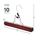 ZOBER High-Grade Wooden Pants Hangers with Clips, 10 Pack, Non-Slip, Space Saver, Rotatable 360 Hook, Smooth Cherry Wood Finish