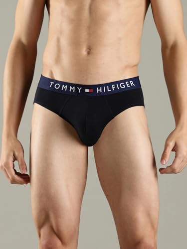 Image of Tommy Hilfiger Men Cotton Elastane Mid Rise Solid Multi Briefs-Pack of 3