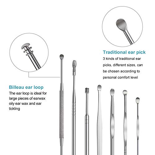 8 Pcs Ear Pick Earwax Removal Kit, Ear Cleansing Tool Set, Ear Curette Ear Wax Remover Tool With Cleaning Brush And Storage Box #TOP4