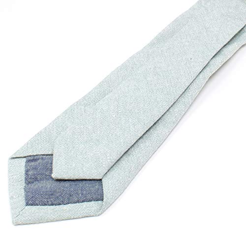 Image of Men's Chambray Cotton Skinny Necktie Tie Textured Distressed Style - 2.5 inch Width
