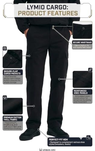 Image of Lymio Men Cargo | Cotton Cargo Pants for Men | Regular Fit High Rise Solid Pants (117-120)