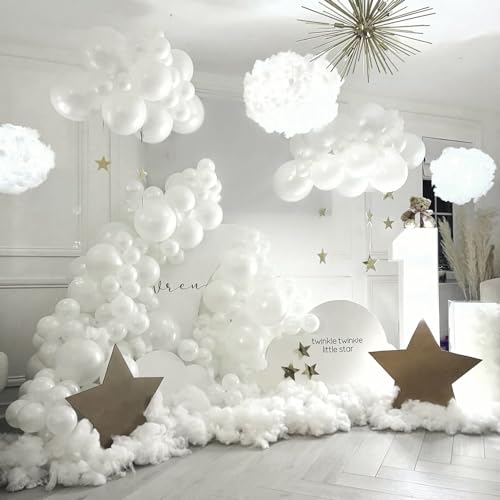 Image of Pearl White Balloons 12 Inch, 60 PCS Clear Latex for Arch, Helium Balloons for Women Birthday Wedding Baby Shower Anniversary Party Decorations