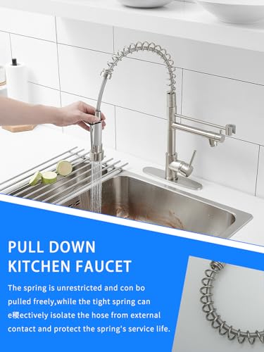Image of AIMADI Faucet for Kitchen Sink,Commercial Single Handle Single Hole | Pull Down Kitchen Faucet with Deck Plate llaves para fregaderos de cocina