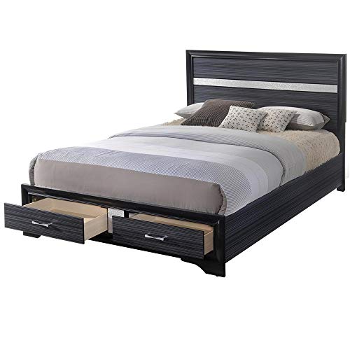 Benjara Contemporary Acrylic Trim Accent Eastern King Bed with 2 Drawers