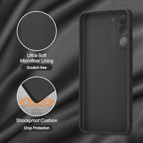 Image of DIZORO Liquid Silicone Case with Microfiber Coushioning Compatible for Samsung Galaxy S21 Plus Shockproof Slim Back Cover, Gel Rubber Full Body Protection - Black