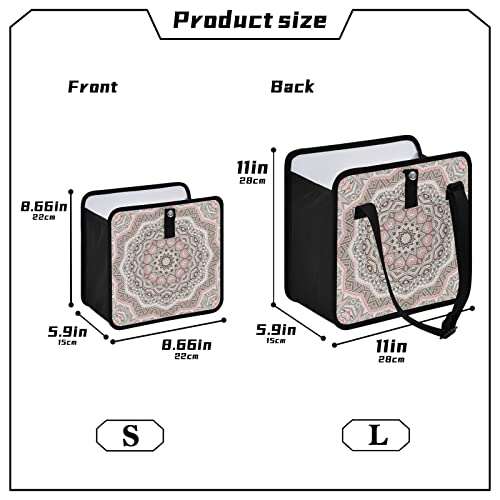 Image of Boho Mandala Pink Car Trash Can, Foldable Hanging Car Trash Bag, Small Waterproof Car Accessories Garbage Bin