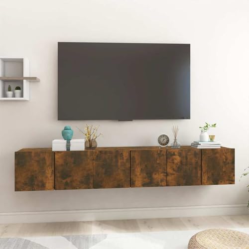 Vopese Muebles para TV Colgantes 3 uds Roble Ahumado 60x30x30 cm Mueble Comedor, Módulo TV Moderno, Juego de Muebles para Salón
