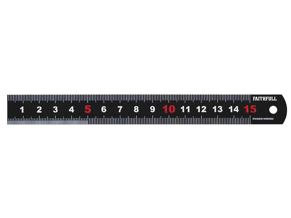 Faithfull Black Matt Stainless Steel Measuring Rule 150Mm