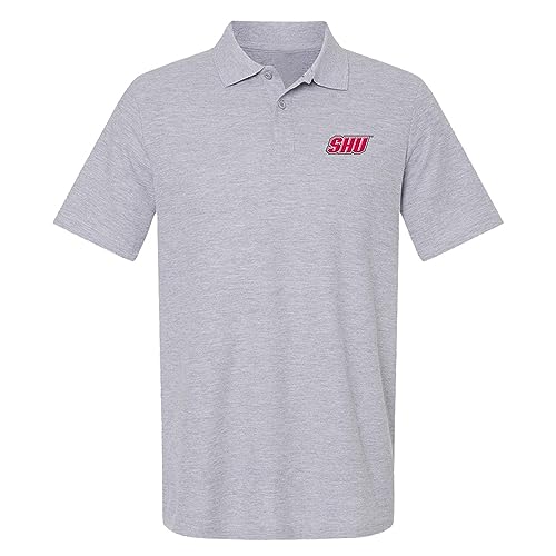 Campus Lab Sacred Heart University Primary Logo Men's Adult 100% Cotton Knit Polo Shirt, Athletic Heather, 3X-Large
