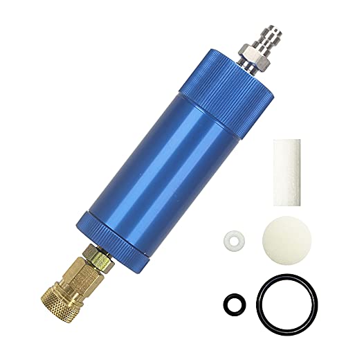 PCP Hand Pump Air Filter, Water-Oil Sparator with 8mm Female and Male Quick Connect for High Pressure Air Compressor Pump 30Mpa (Blue)