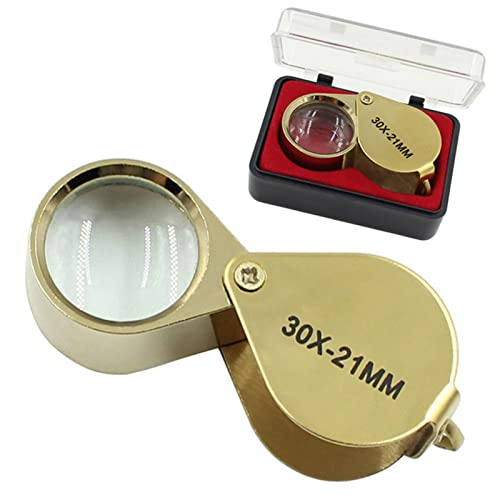 30X Jewelers Loupe, Foldable Pocket Magnifier with Metal Case for Gem Diamond Coin Stamp Map,...