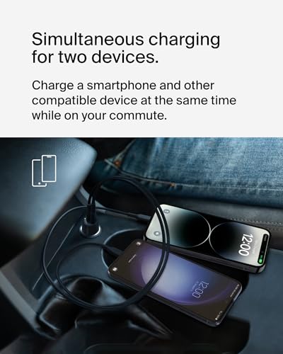 Belkin BoostCharge Dual Car Charger 42W w/Fast Charge USB-C 30W PPS & 12W USB-A Ports + USB-C to Lightning Cable for Apple iPhone 16, Pro, Pro Max, iPhone 15, & More - Black - image 3
