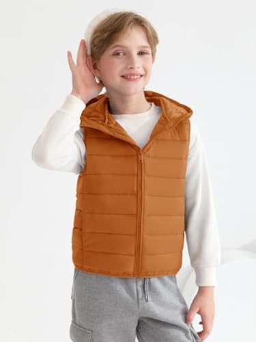 Image of Haloumoning Boys Puffer Vest Kids Sleeveless Zip Up Jackets | Lightweight Puffy Down Jacket with Hood 4-14 Years