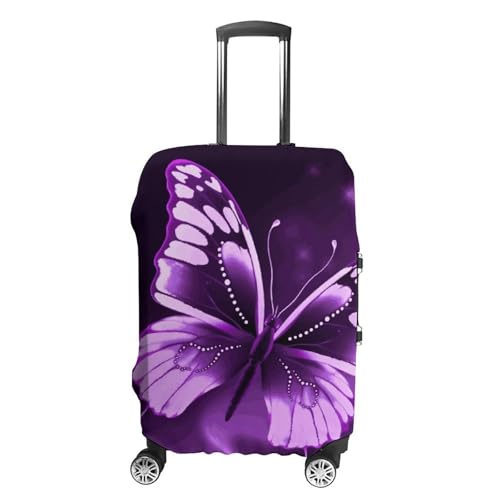 Cute Purple Butterfly Printed Luggage Cover Protector, Fits 18-32 Inch Luggage