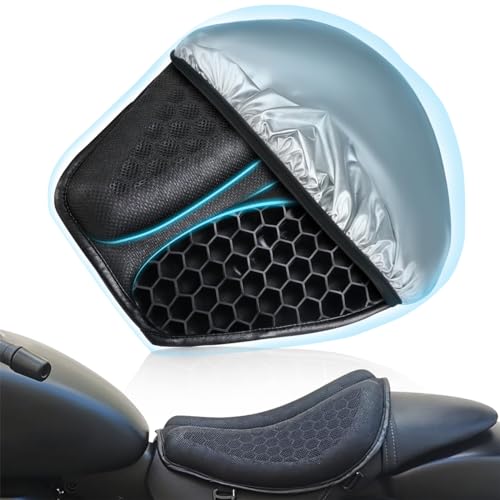 Image of STHIRA Gel Seat for Bike Motorcycle Gel Seat Cushion with Waterproof & UV Sun Cover 3D Honeycomb Breathable Bike Seat Cover Shock-Absorbing Anti-Slip Seat Cushion for Bike Universal Fit for Long Ride