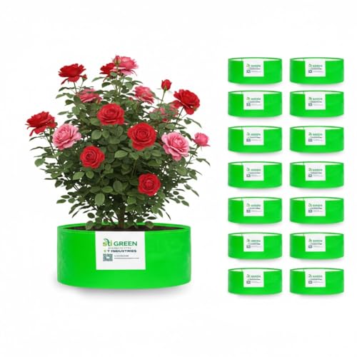 Image of HDPE Grow Bags for Plants 24X18 Inch (Pack of 15) | 260 GSM Heavy Duty UV-Protected Round Green Colour Plant Bags for Terrace and Vegetable Gardening | Strong & Reusable|