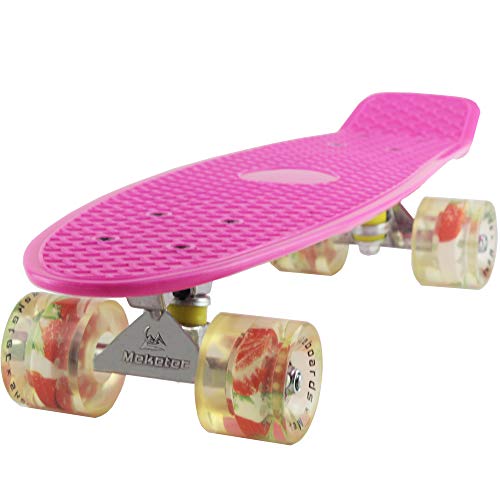 Meketec Skateboards Pink Complete Little Cruiser Retro Skateboard for Kids Boys Youths Beginners