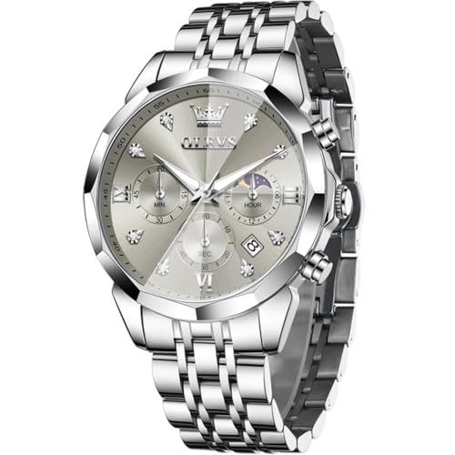 Image of OLEVS Men Watch Business Dress Diamond Luxury Watch Luminous Easy to Read Date Waterproof Stainless Steel Quartz Analog Simple Dress Watch