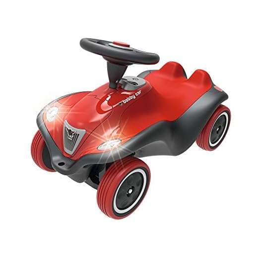 BIG Spielwarenfabrik- Bobby Car Next Barnfordon med LED-front Strålkastare, Röd
