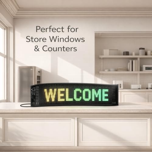Image of Programmable LED Message Board, Digital Scrolling Sign with App Control for Store Window, Shop, Bar, and Car Display, USB Powered (23 x 4.7Inch)