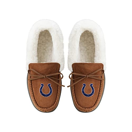 Image of FOCO Womens NFL Team Logo Tan Moccasin Slippers