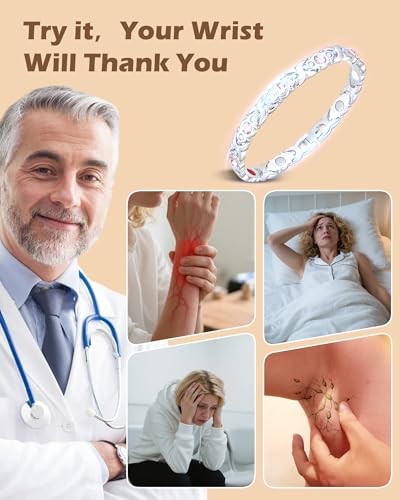 Bracelet magnétique en cuivre Jeracol pour femme orné de cristaux avec outil de réglage - 6