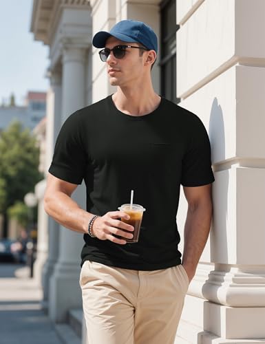 MAGCOMSEN Mens Pocket Tee Shirts UPF 80+ Sun Protection Shirts Lightweight Moisture Wicking Crewneck Casual Summer Tees4