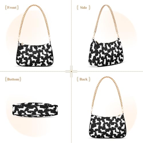 Clutch Shoulder Bags Tote Evening Purse Handbags for Women Dog Black White Hobo Bags with Zipper Closure2