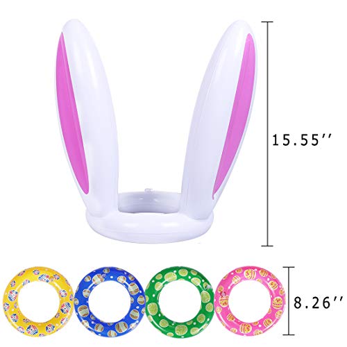Max Fun Easter Inflatable Bunny Ring Toss Games Inflatable Toss Game for Easter Party Favors Indoor Outdoor Games (Easter Bunny Ears Ring Toss)