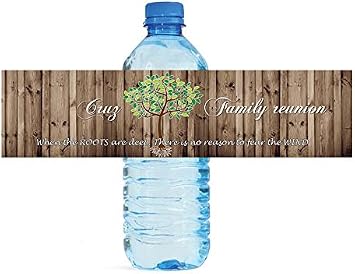 100 Family Reunion Rustic Wood Family Tree Party Water Bottle Labels Birthday Party Easy to Use Self Stick Labels