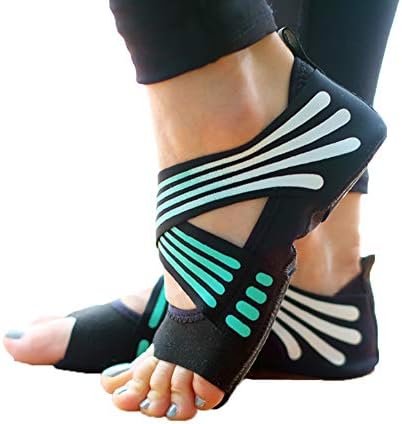 ABIRAM Yoga Socks Toeless Non-Slip Grips & Straps, for Pilates, Barre, Ballet, Bikram, Workout for Women