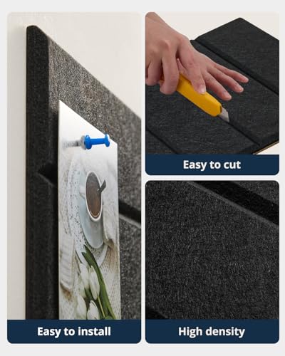 Large Cork Board Alternative 48"X36" Bulletin Board 12 Pack Felt Wall Tiles with Self Adhesive for Wall Home Office Decor, Pin Cork Boards-Black image 7