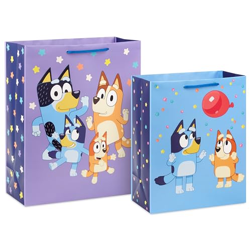 Hallmark Bluey Birthday Gift Bag Set (2 Bags: 13 Large and 15 Extra Large) for Kids Grandchildren Boys Girls