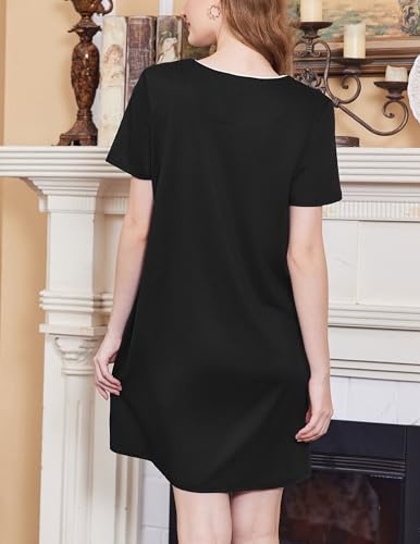 Ekouaer Nightgowns for Women 3 Pack Sleep Shirts Button Down Pajama Dress Short Sleeve Nightshirt Sleepwear Nightdress4