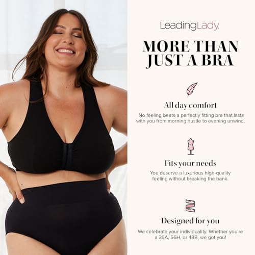 LEADING LADY, The Indy, Front-Closure Cotton Bra for Women, Wireless, Full Coverage, Lace Back, Non-Slip Straps, Unlined4