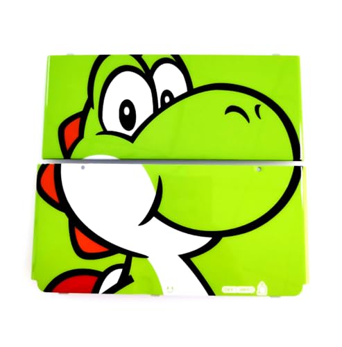 Custom New3DS DIY Extra Housing Case Shells Green Cover Plates 2 PCS Set Replacement, Compatible with for Nintendo New 3DS Game Console, for Yo-Shi Edition Top Faceplate & Bottom CoverPlate