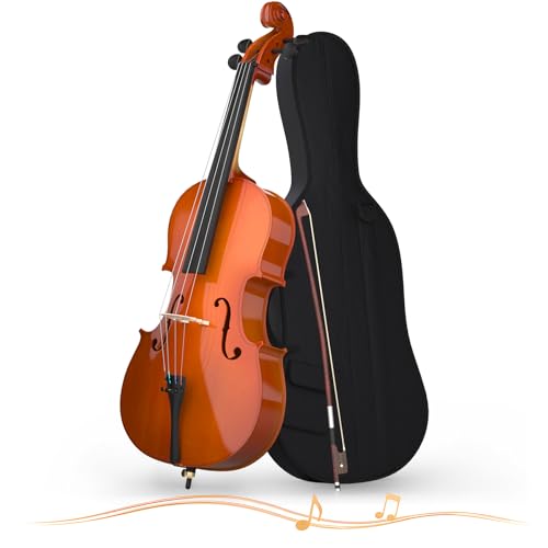 EPOFIT Full Size Cello Kit, Acoustic Cello Instrument for Adults,Beginners,Students,Complete Cello 4/4 Set with Portable Bag, Bow, Rosin (Retro)