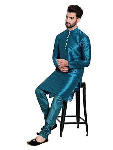 Image of HUZUR Mens Silk 6 Loop Kurta Pajama
