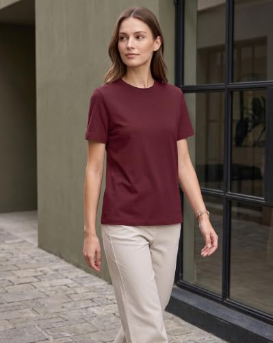Image of NOBERO 100% Cotton T-Shirts for Women Stylish | Regular Fit | Solid T Shirts for Women 180 GSM Combed Cotton | Crew Neck Half Sleeve