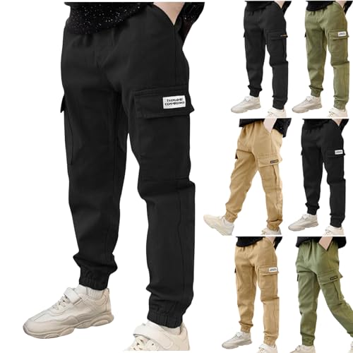 Boys Cargo Pants Teens Casual Baggy Athletic Jogger Trousers Kids School Uniform Y2K Sweatpant with Pockets